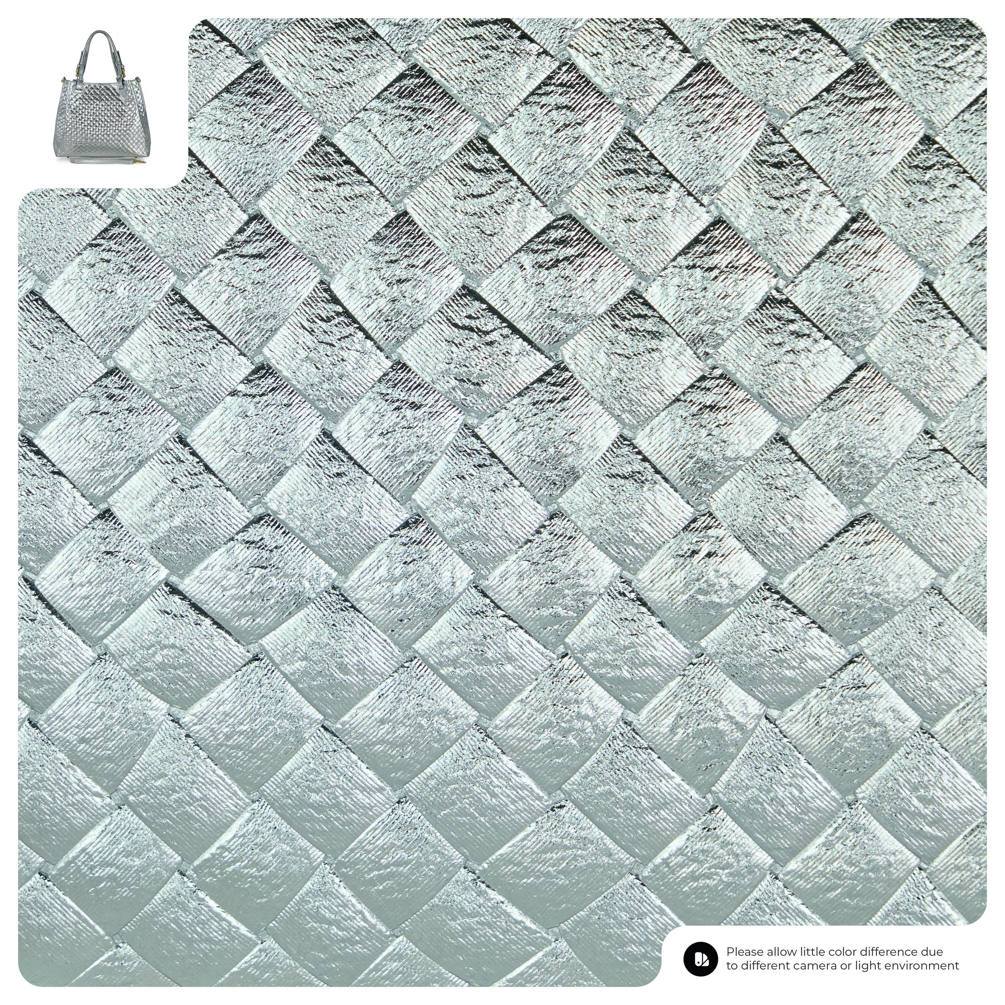 Weave Metallic Suede Leather Top-Handle Bag