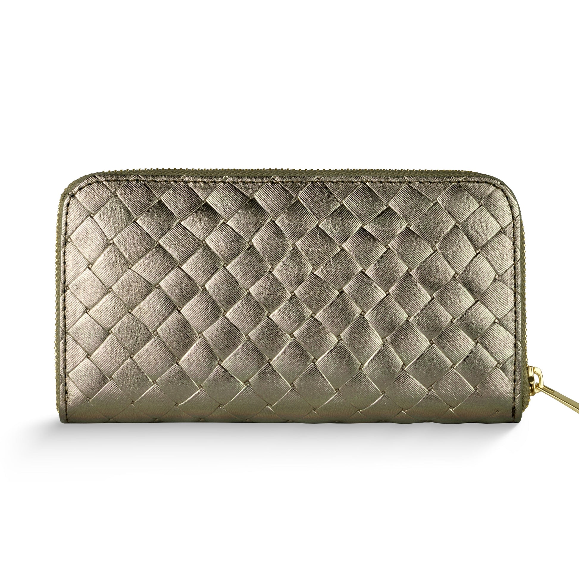Weave Metallic Suede Leather Wallet