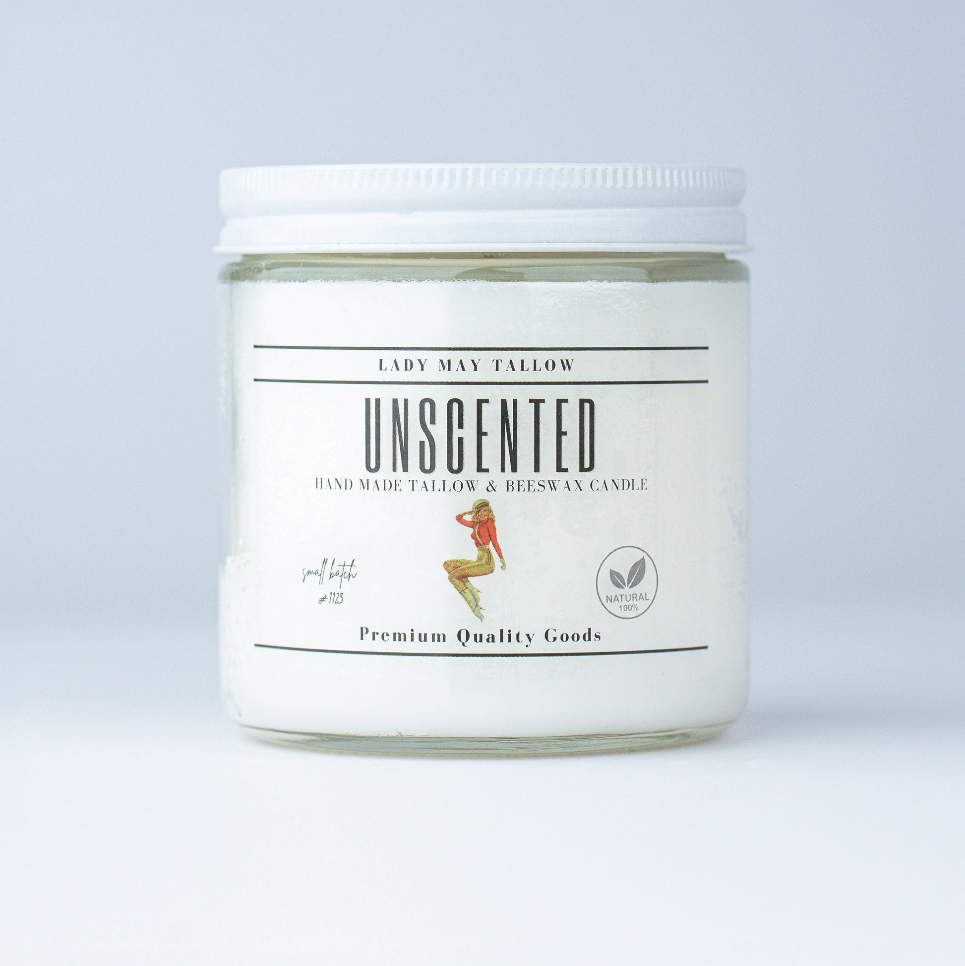 Unscented Tallow & Beeswax Candle | All Natural, Non-Toxic, Clean Burning