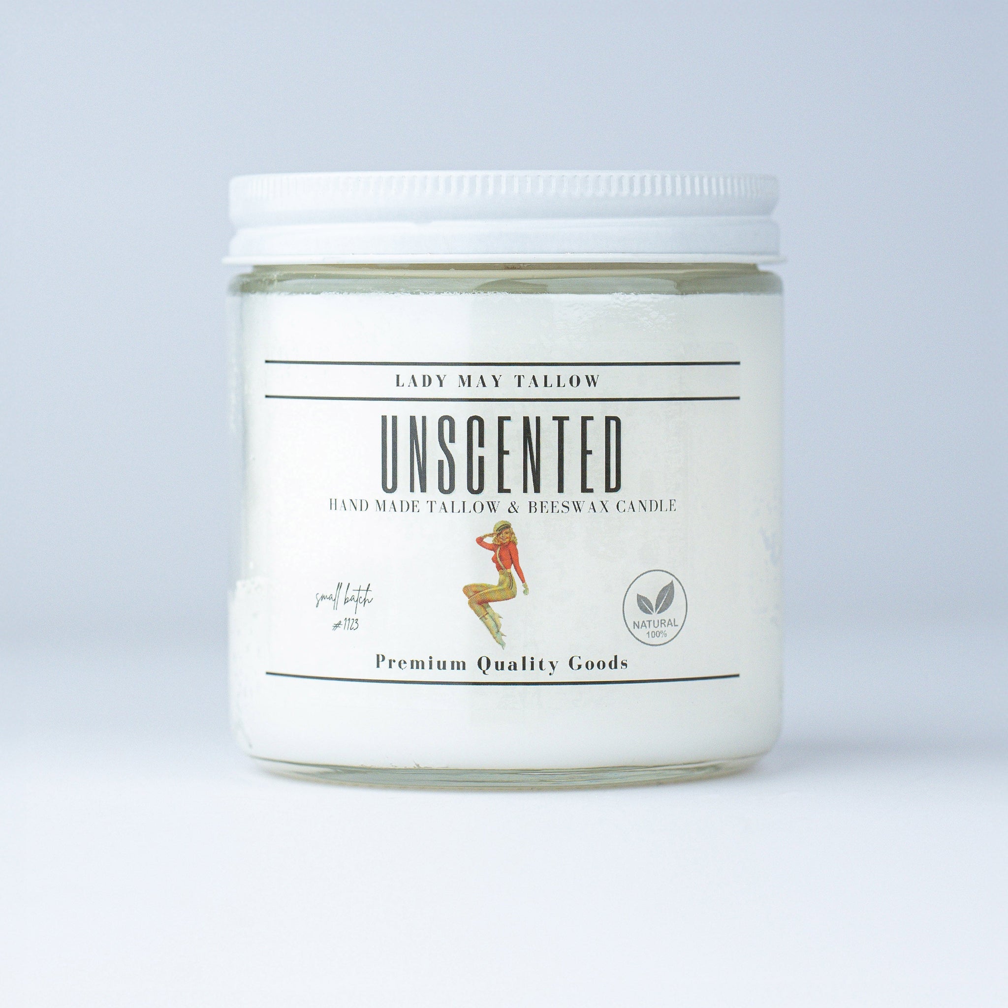 Unscented Tallow & Beeswax Candle | All Natural, Non-Toxic, Clean Burning