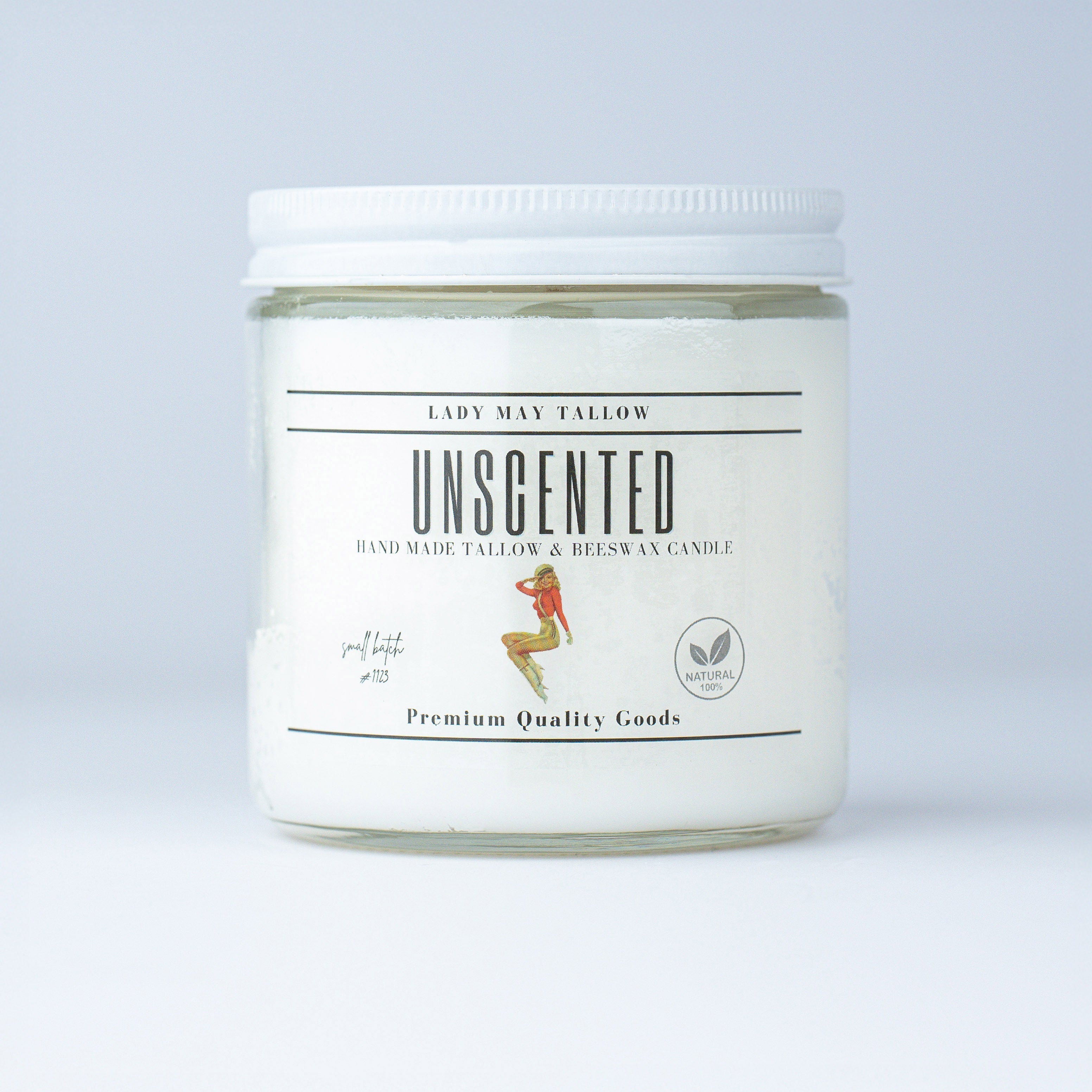 Unscented Tallow & Beeswax Candle | All Natural, Non-Toxic, Clean Burning
