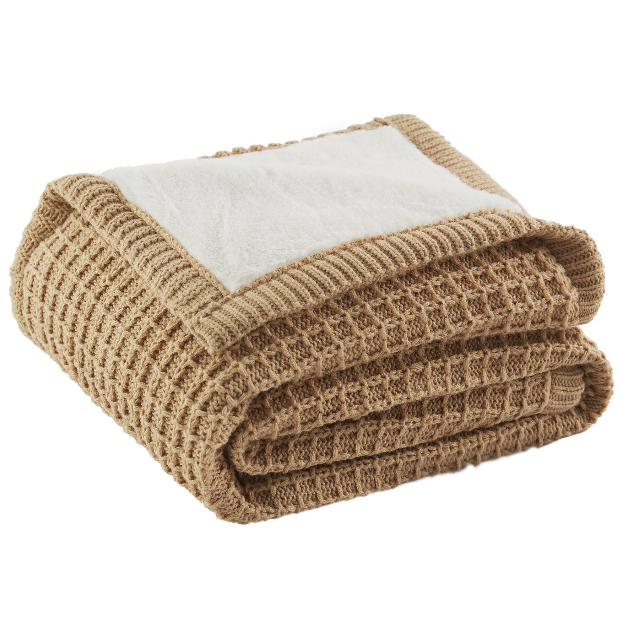 Waffle Knit to Fur Throw 50x60"