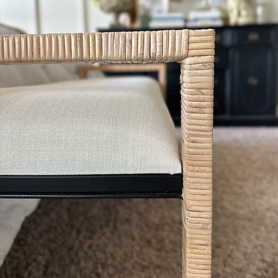 Woven Rattan Wooden Bench